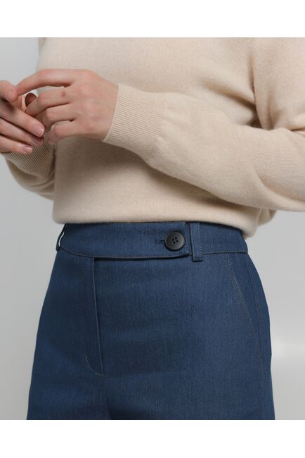 Женские брюки из ткани Деним синие-100001 от byME 