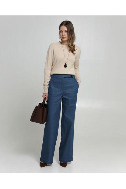 Женские брюки из ткани Деним синие-100001 от byME 