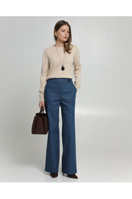 Женские брюки из ткани Деним синие-100001 от byME 