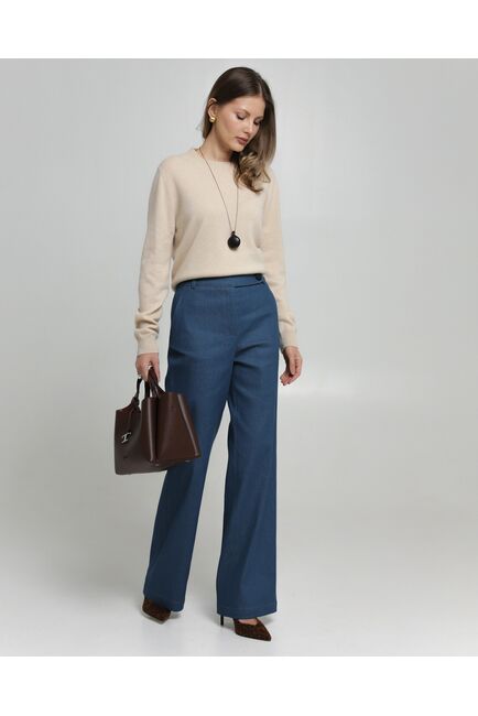 Женские брюки из ткани Деним синие-100001 от byME 