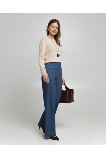 Женские брюки из ткани Деним синие-100001 от byME 