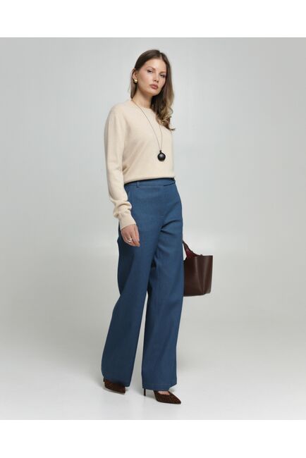 Женские брюки из ткани Деним синие-100001 от byME 