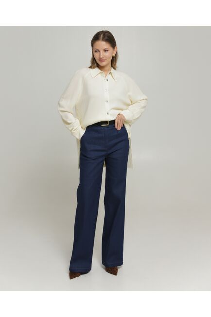 Женские брюки из ткани Деним темно-синие-100002 от byME 