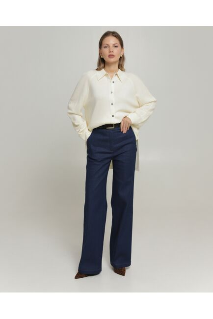 Женские брюки из ткани Деним темно-синие-100002 от byME 