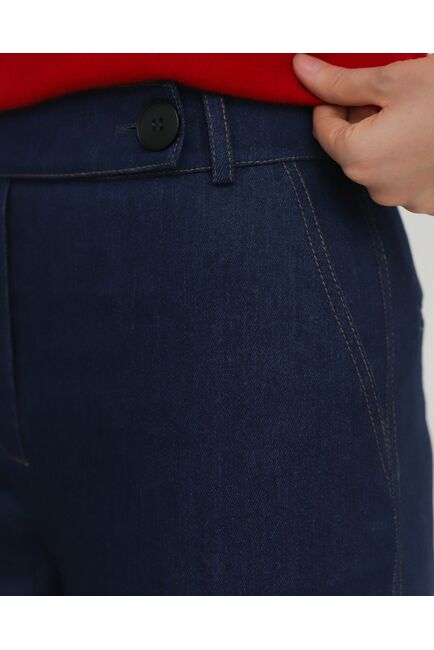 Женские брюки из ткани Деним темно-синие-100002 от byME 