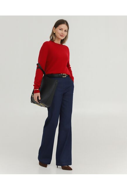 Женские брюки из ткани Деним темно-синие-100002 от byME 