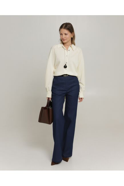 Женские брюки из ткани Деним темно-синие-100002 от byME 