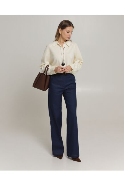 Женские брюки из ткани Деним темно-синие-100002 от byME 