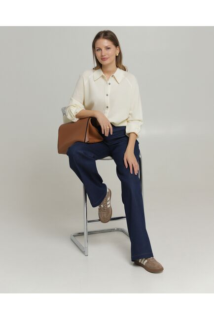 Женские брюки из ткани Деним темно-синие-100002 от byME 