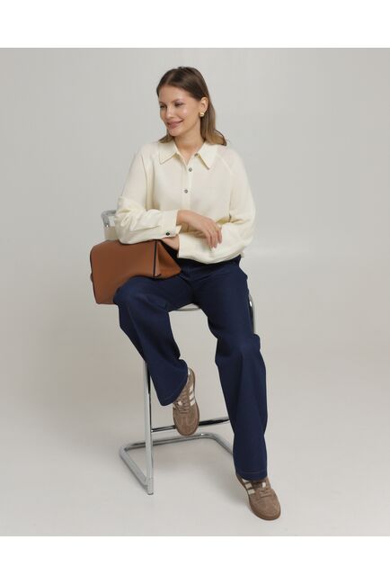 Женские брюки из ткани Деним темно-синие-100002 от byME 