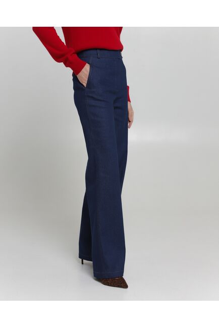 Женские брюки из ткани Деним темно-синие-100002 от byME 