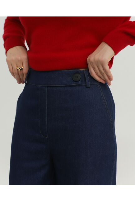 Женские брюки из ткани Деним темно-синие-100002 от byME 