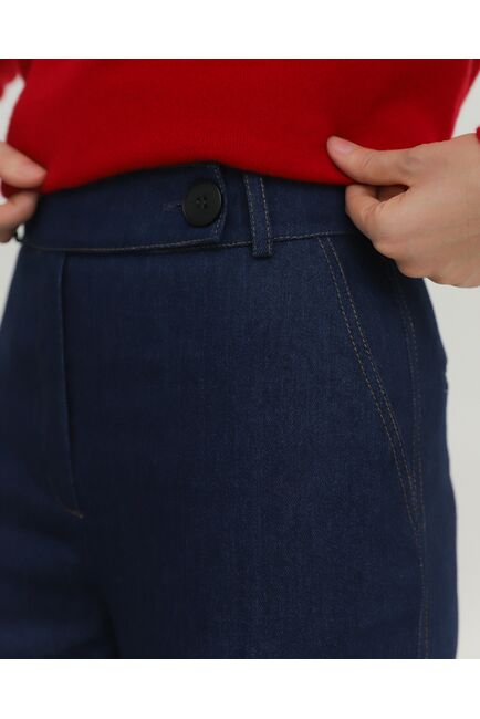 Женские брюки из ткани Деним темно-синие-100002 от byME 