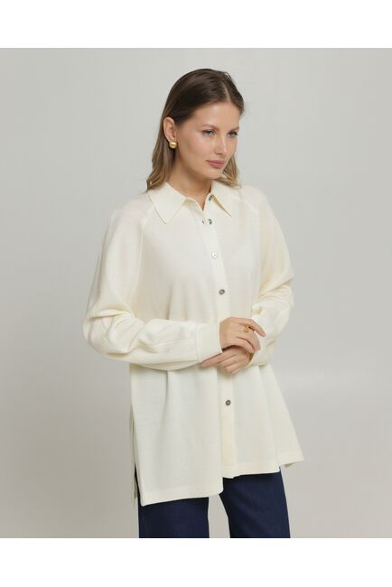 Рубашка из шерсти мериноса оверсайз белая от byME 