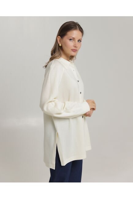 Рубашка из шерсти мериноса оверсайз белая от byME 