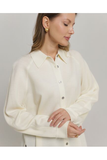 Рубашка из шерсти мериноса оверсайз белая от byME 