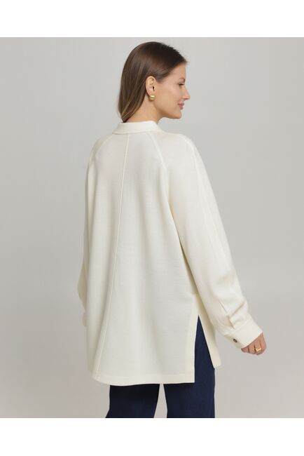 Рубашка из шерсти мериноса оверсайз белая от byME 