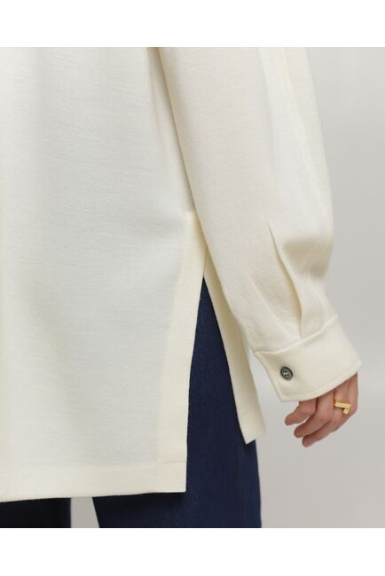 Рубашка из шерсти мериноса оверсайз белая от byME 