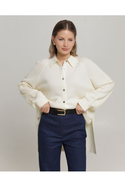 Рубашка из шерсти мериноса оверсайз белая от byME 