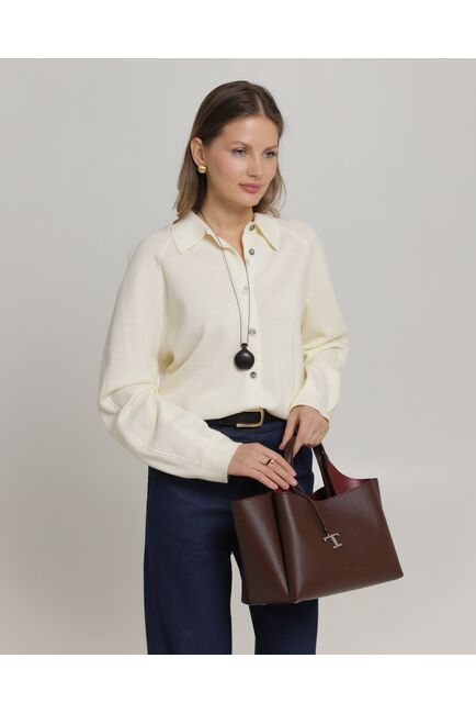 Рубашка из шерсти мериноса оверсайз белая от byME 