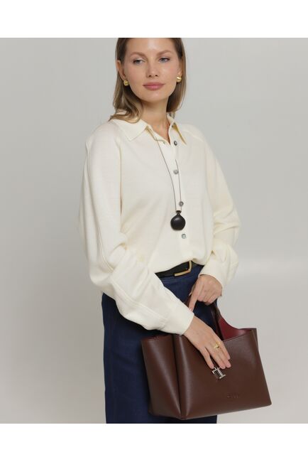 Рубашка из шерсти мериноса оверсайз белая от byME 