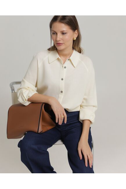 Рубашка из шерсти мериноса оверсайз белая от byME 