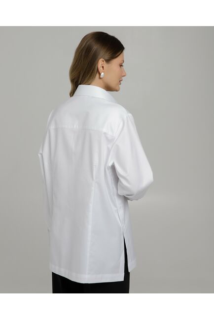 Женская рубашка белая фактура полоска - 8755 от byME 