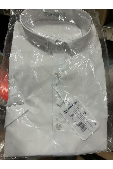 Приталенная мужская рубашка белая короткий рукав - 7562 от DoubleCuff 