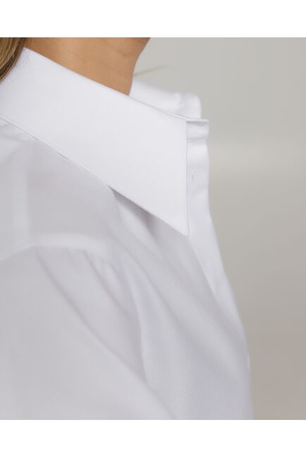 Женская рубашка с универсальным манжетом  белая из хлопка -8967 от byME 