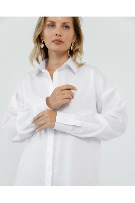 Женская рубашка  прямого силуэта с универсальной манжетой - 8671 от byME 