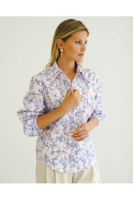 Женская рубашка из хлопка с рукавами фонариками - 8558 от byME 