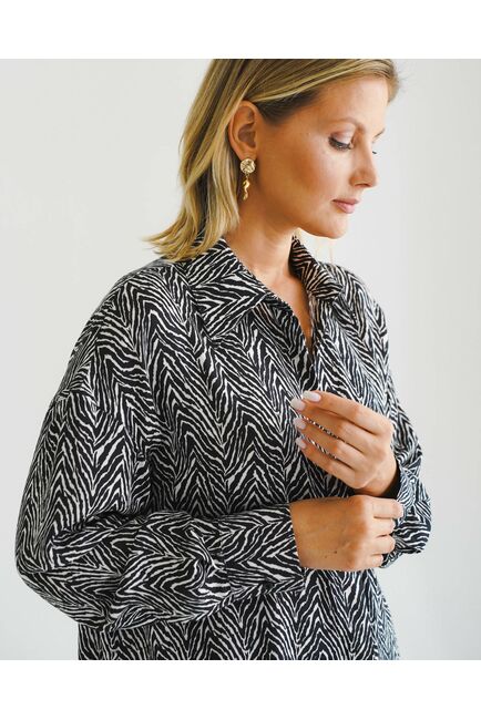Женская рубашка с универсальным манжетом принт  зебра - 8544 от byME 