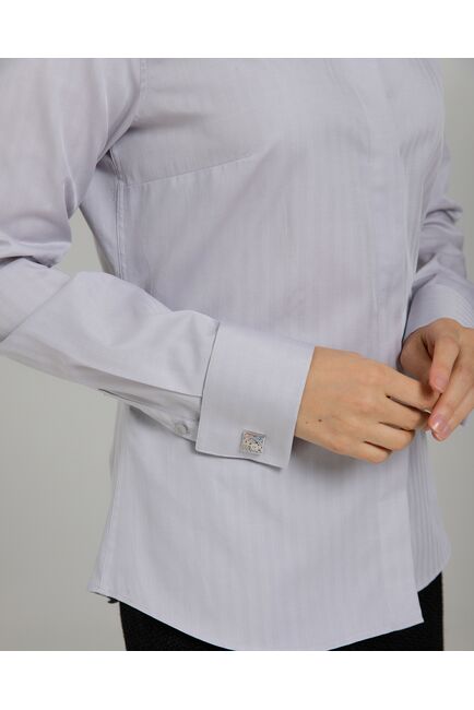 Рубашка хлопковая серая под запонки 8876 от byME 