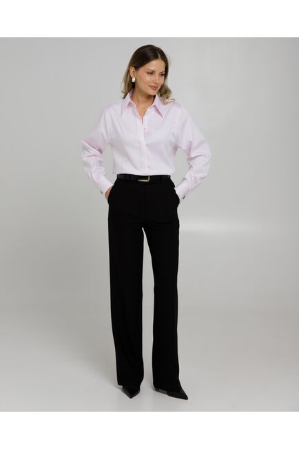 Рубашка хлопковая розовая  фактура елочка с универсальным манжетом - 8956 от byME 