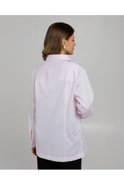 Рубашка хлопковая розовая  фактура елочка с универсальным манжетом - 8956 от byME 