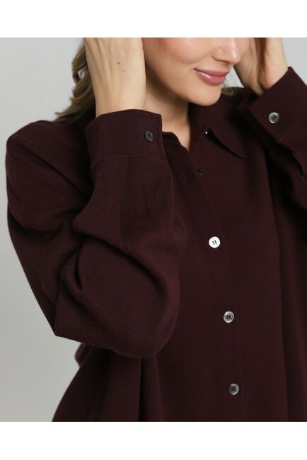 Рубашка из шерсти мериноса оверсайз бургунди от byME 