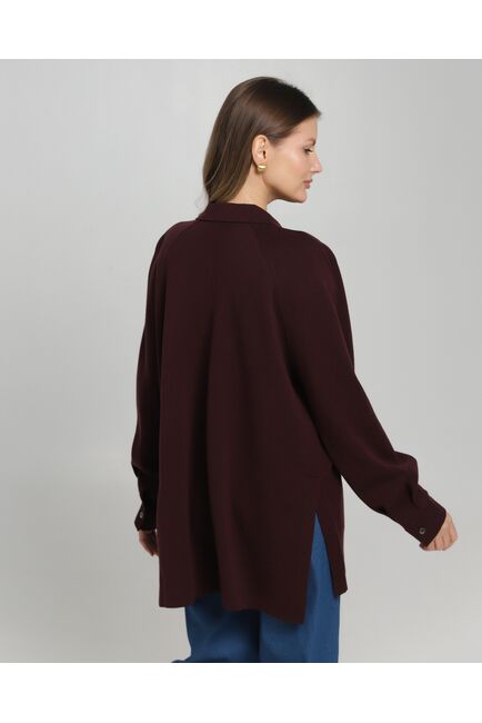 Рубашка из шерсти мериноса оверсайз бургунди от byME 