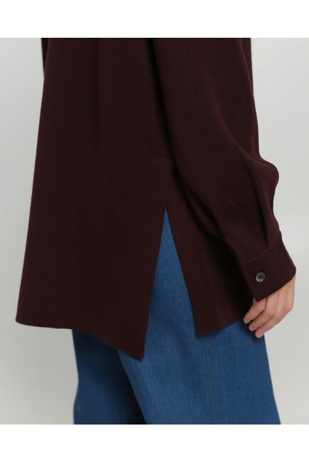 Рубашка из шерсти мериноса оверсайз бургунди от byME 