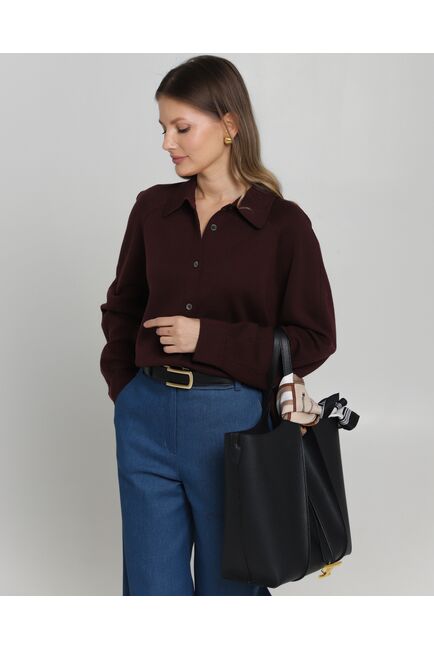 Рубашка из шерсти мериноса оверсайз бургунди от byME 