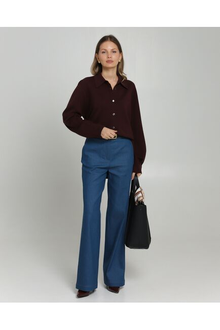 Рубашка из шерсти мериноса оверсайз бургунди от byME 