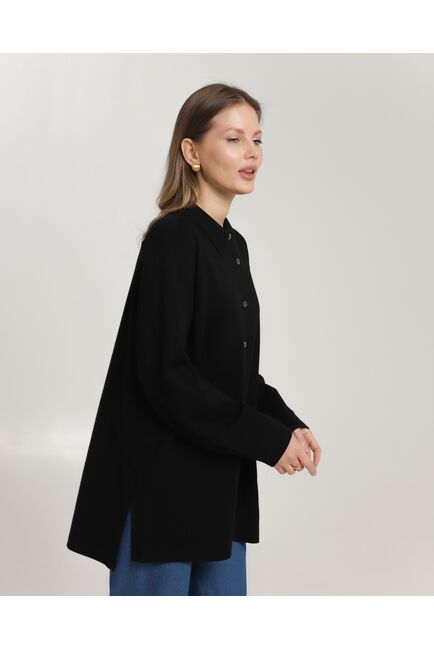 Рубашка из шерсти мериноса оверсайз черная от byME 