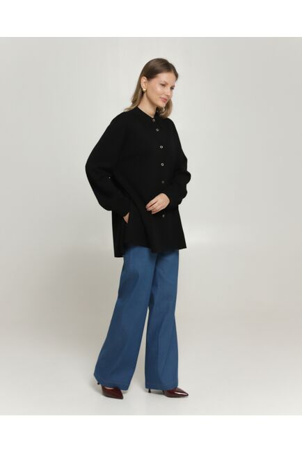 Рубашка из шерсти мериноса оверсайз черная от byME 