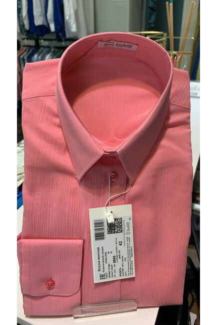 Рубашка хлопковая розовая из  жатой фактуры 8869 от byME 