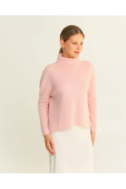 Джемпер из шерсти мериноса тонкой вязки фактурный розовый от byME 