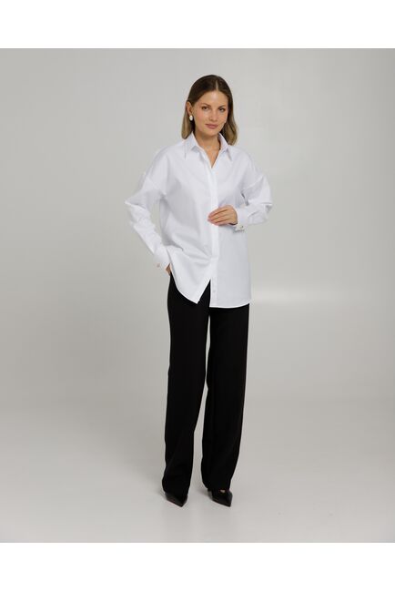 Рубашка хлопковая под пуговицы белая оверсайз - 8363 от byME 