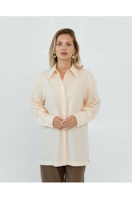 Женская рубашка с универсальным манжетом жёлтая - 8668 от byME 