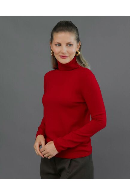 Водолазка из шерсти мериноса тонкой вязки красная от byME 