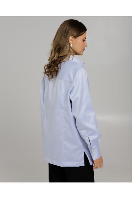 Рубашка хлопковая с универсальным манжетом голубая - 8968 от byME 