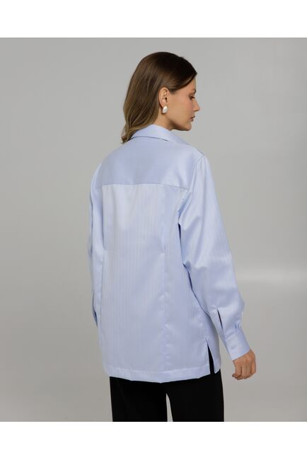 Рубашка хлопковая с универсальным манжетом голубая - 8968 от byME 