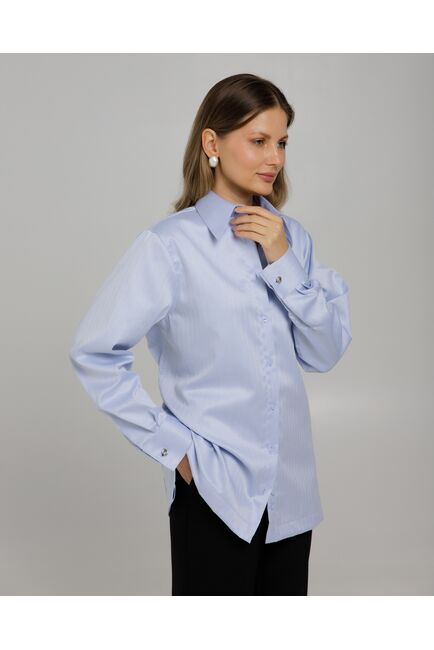 Рубашка хлопковая с универсальным манжетом голубая - 8968 от byME 